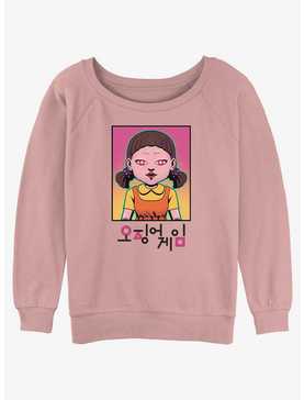 Squid Game Neon Young-Hee Doll Girls Slouchy Sweatshirt, , hi-res