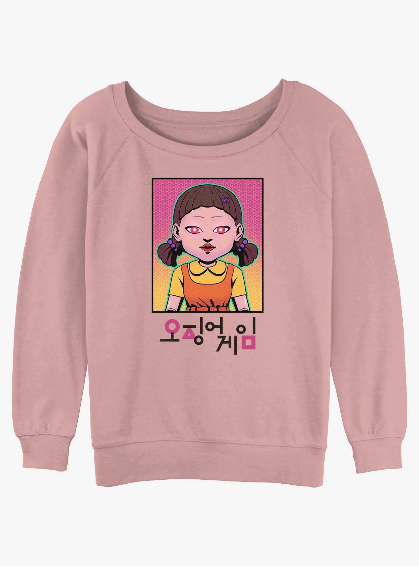 Squid Game Neon Young-Hee Doll Girls Slouchy Sweatshirt, , hi-res