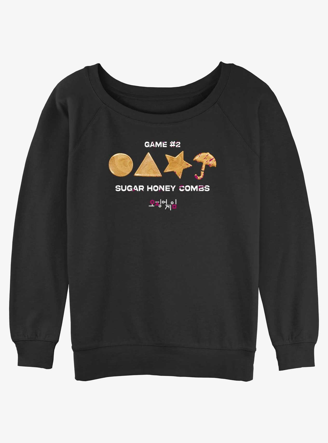 Squid Game Blood Spatter Honey Comb Girls Slouchy Sweatshirt