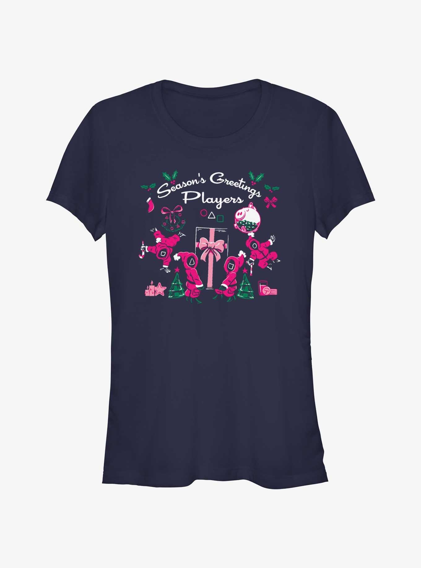 Squid Game Season's Greetings Players Girls T-Shirt, NAVY, hi-res