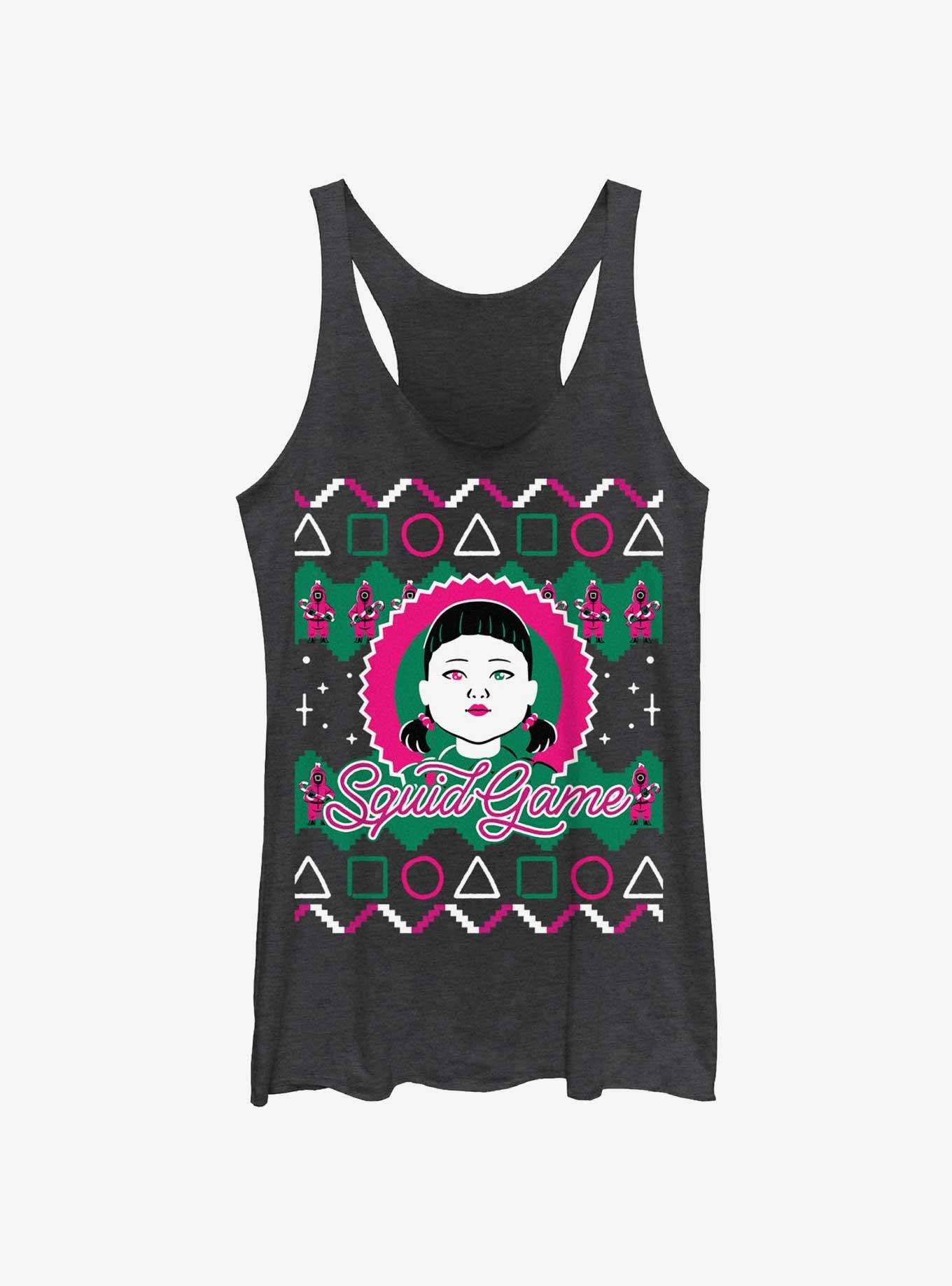 Squid Game Young-Hee Doll Ugly Christmas Girls Tank, BLK HTR, hi-res