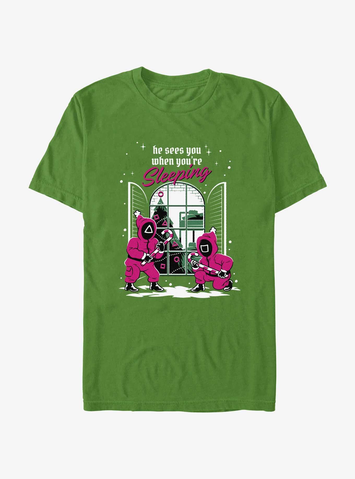 Squid Game All Seeing Pink Soldiers Christmas T-Shirt, KELLY, hi-res