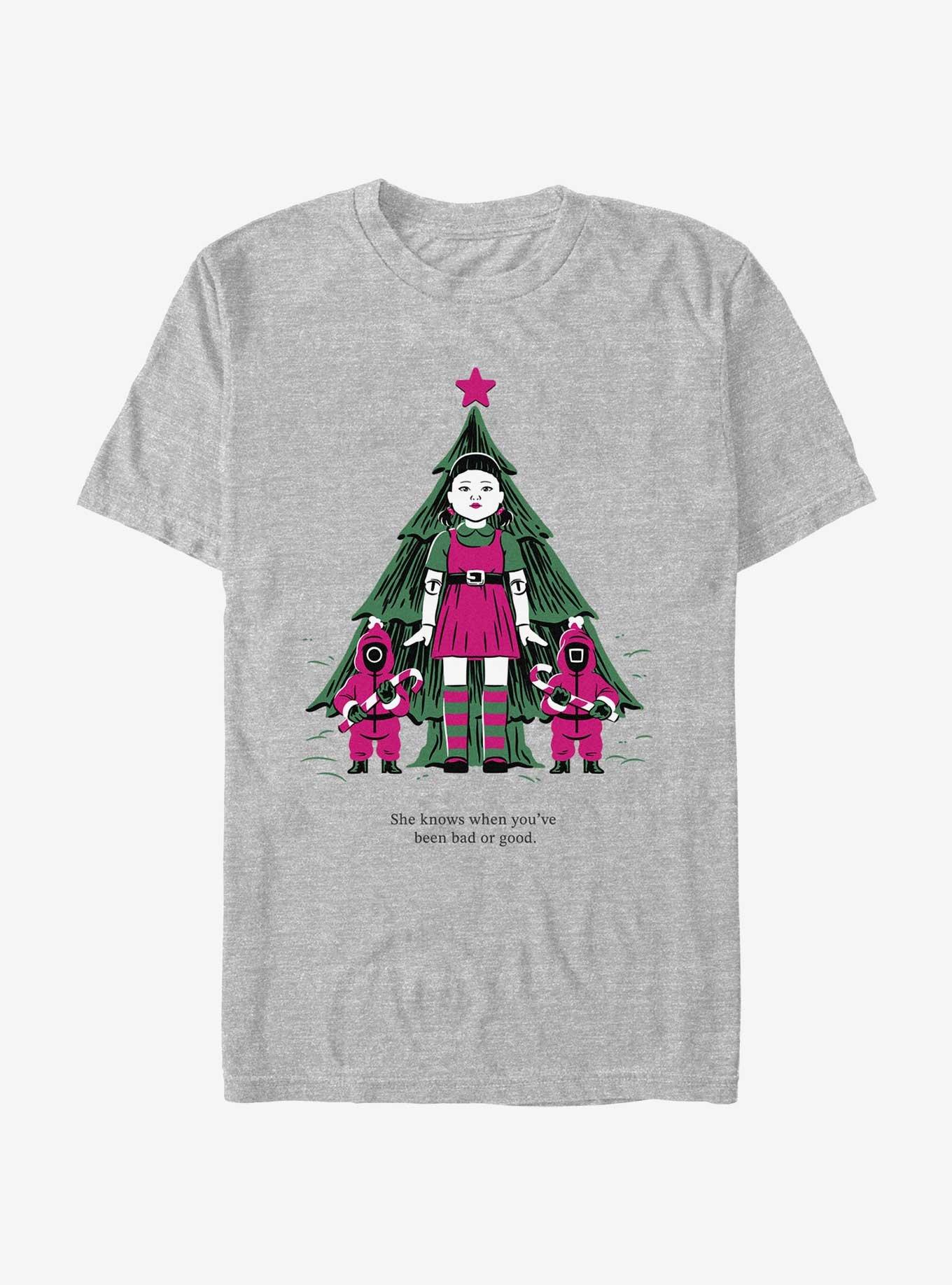Squid Game Christmas Young-Hee Doll Knows T-Shirt, ATH HTR, hi-res