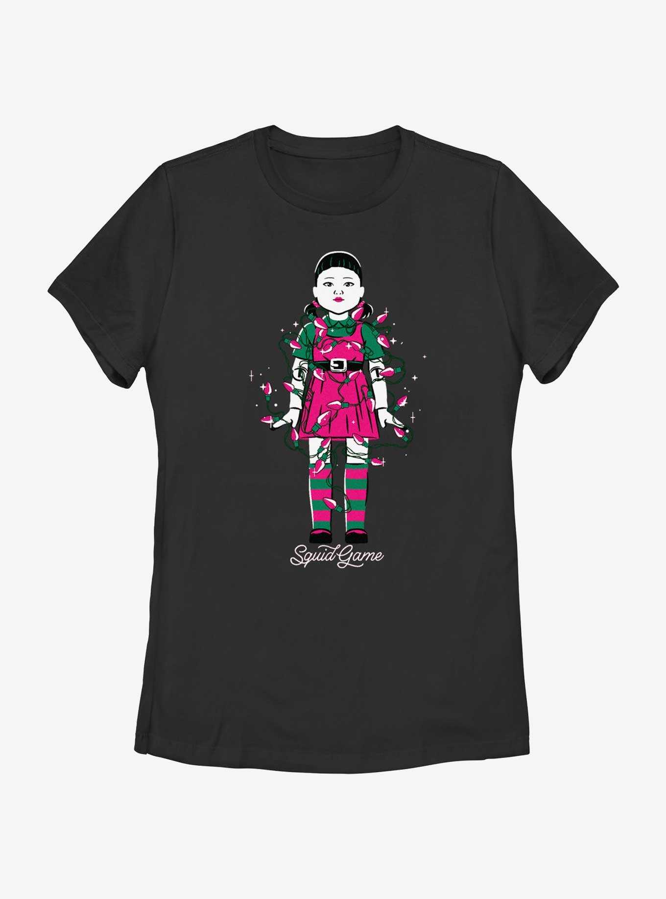 Squid Game Young-Hee Doll In Christmas Lights Womens T-Shirt, , hi-res