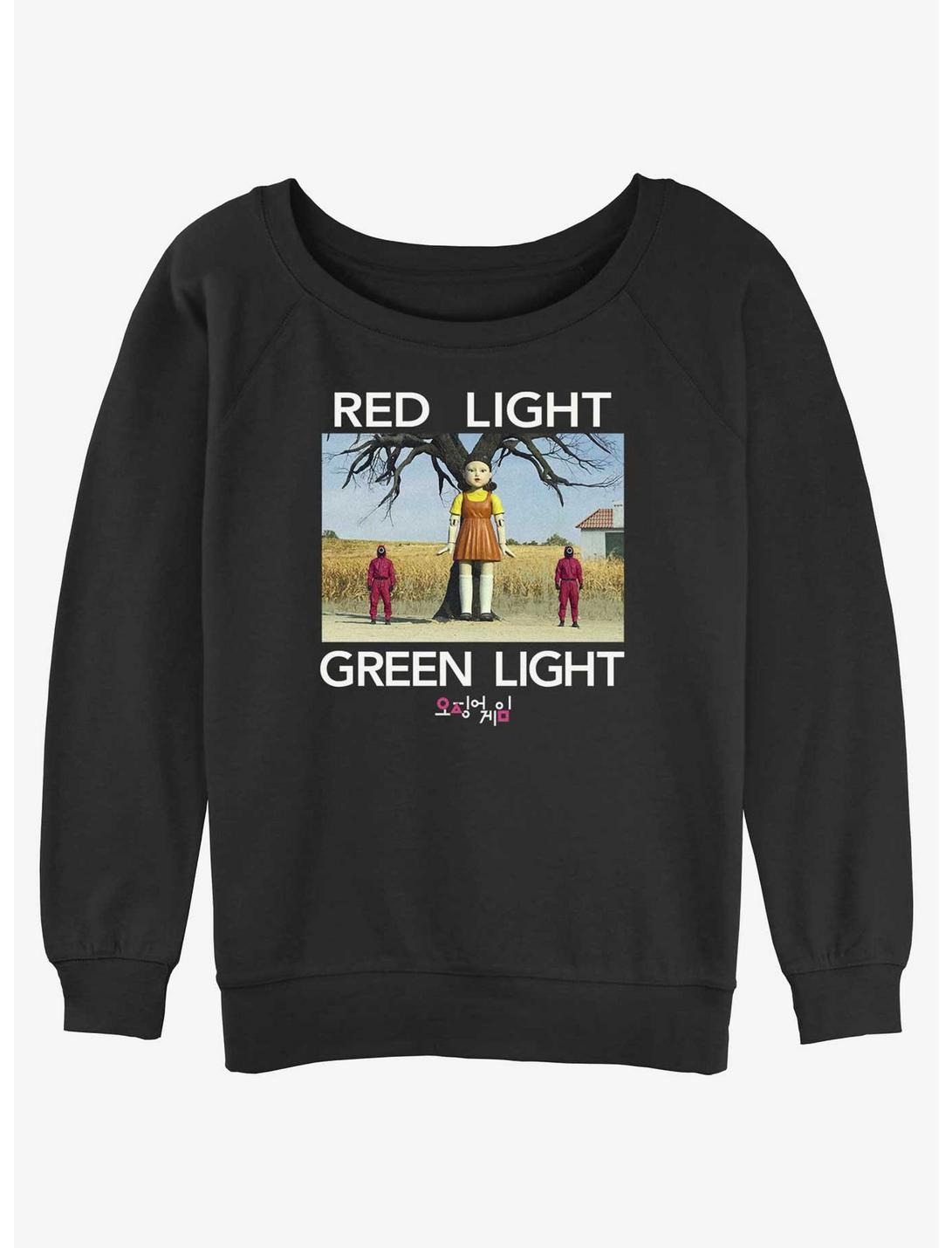 Squid Game Red Light Green Light Womens Slouchy Sweatshirt, BLACK, hi-res