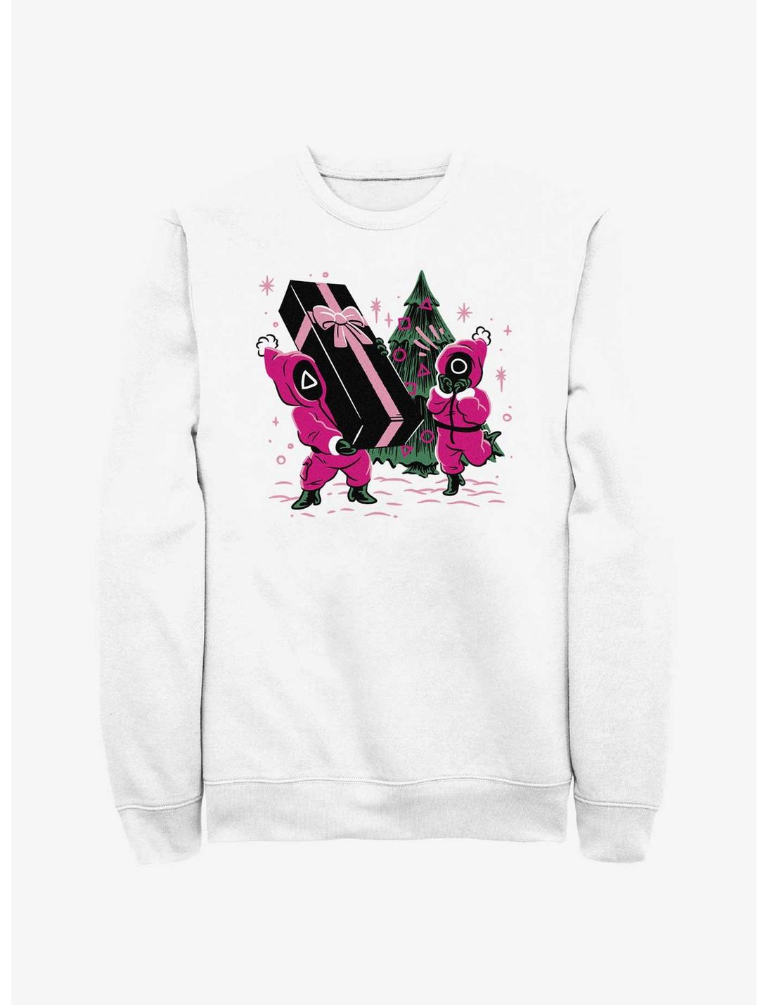 Squid Game Holiday Presents Pink Soldiers Sweatshirt, WHITE, hi-res