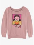 Squid Game Neon Young-Hee Doll Womens Slouchy Sweatshirt, DESERTPNK, hi-res