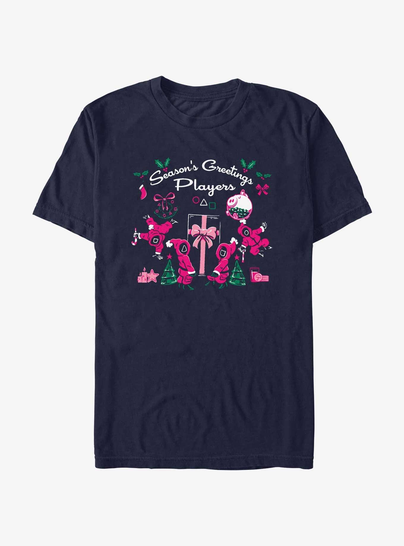 Squid Game Season's Greetings Players T-Shirt, NAVY, hi-res