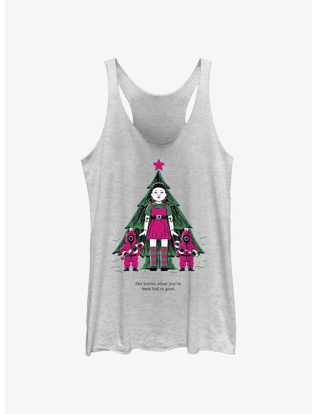 Squid Game Christmas Young-Hee Doll Knows Womens Tank Top, WHITE HTR, hi-res