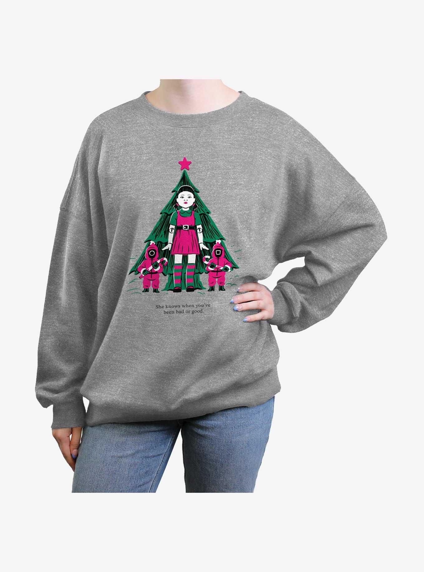Squid Game Christmas Young-Hee Doll Knows Womens Oversized Sweatshirt 