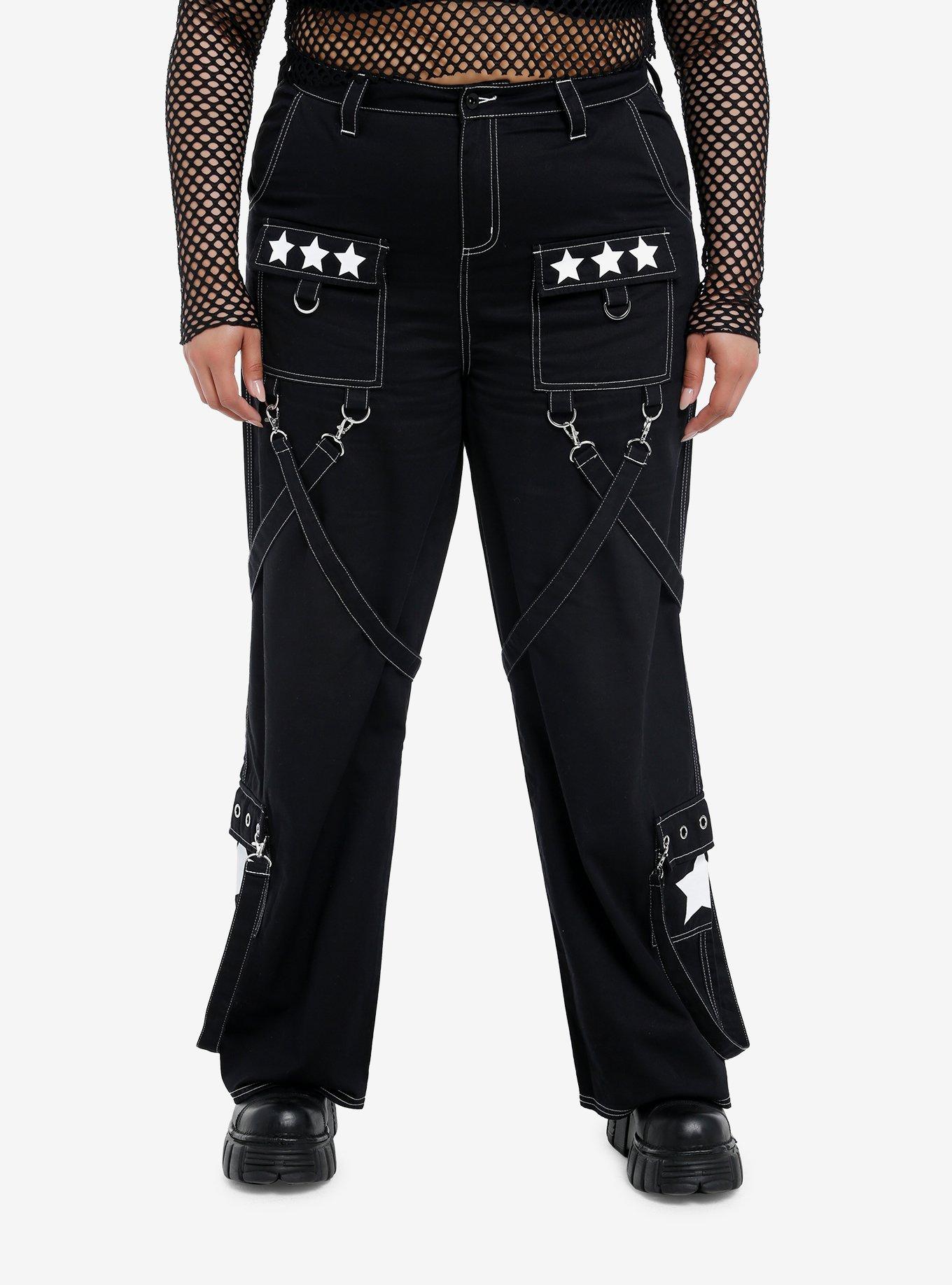 Black Stars & Straps Girls Skate Pants Plus Size, , hi-res