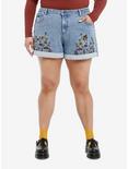 Thorn & Fable Ghost Sunflower Mom Shorts Plus Size, BROWN, hi-res