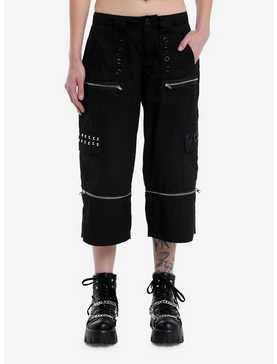 Social Collision Black Stud Grommet Zip-Off Cargo Shorts, , hi-res
