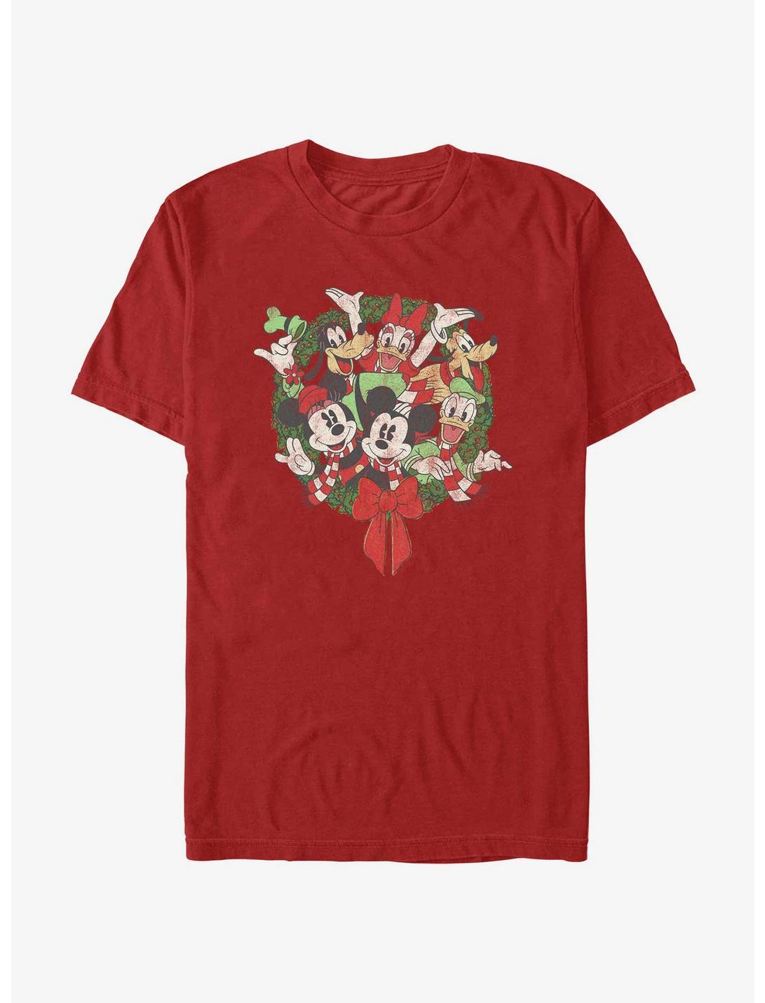 Disney Mickey Mouse Mickey & Friends Christmas Wreath T-Shirt, RED, hi-res