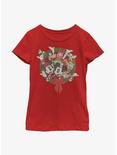 Disney Mickey Mouse Mickey & Friends Christmas Wreath Youth Girls T-Shirt, RED, hi-res