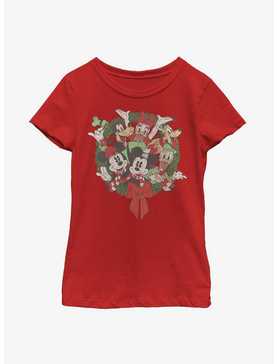 Disney Mickey Mouse Mickey & Friends Christmas Wreath Youth Girls T-Shirt, , hi-res