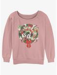 Disney Mickey Mouse Mickey & Friends Christmas Wreath Girls Slouchy Sweatshirt, DESERTPNK, hi-res