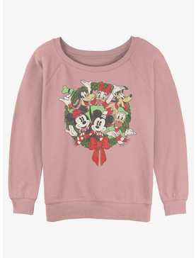 Disney Mickey Mouse Mickey & Friends Christmas Wreath Girls Slouchy Sweatshirt, , hi-res
