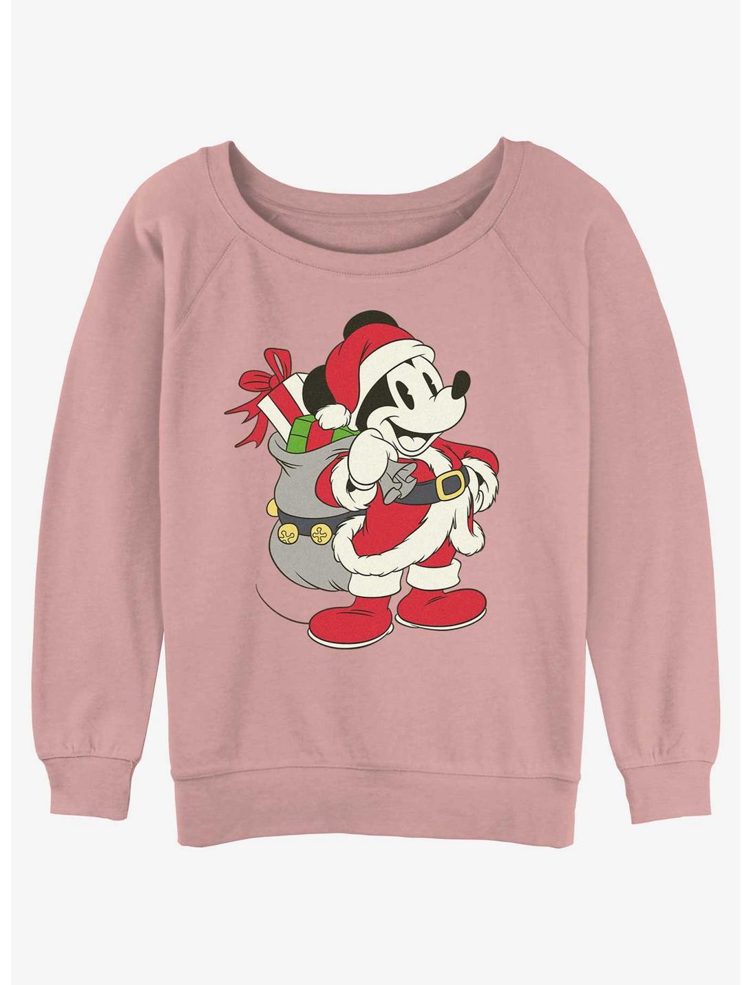 Disney Mickey Mouse Santa Mickey Girls Slouchy Sweatshirt, DESERTPNK, hi-res