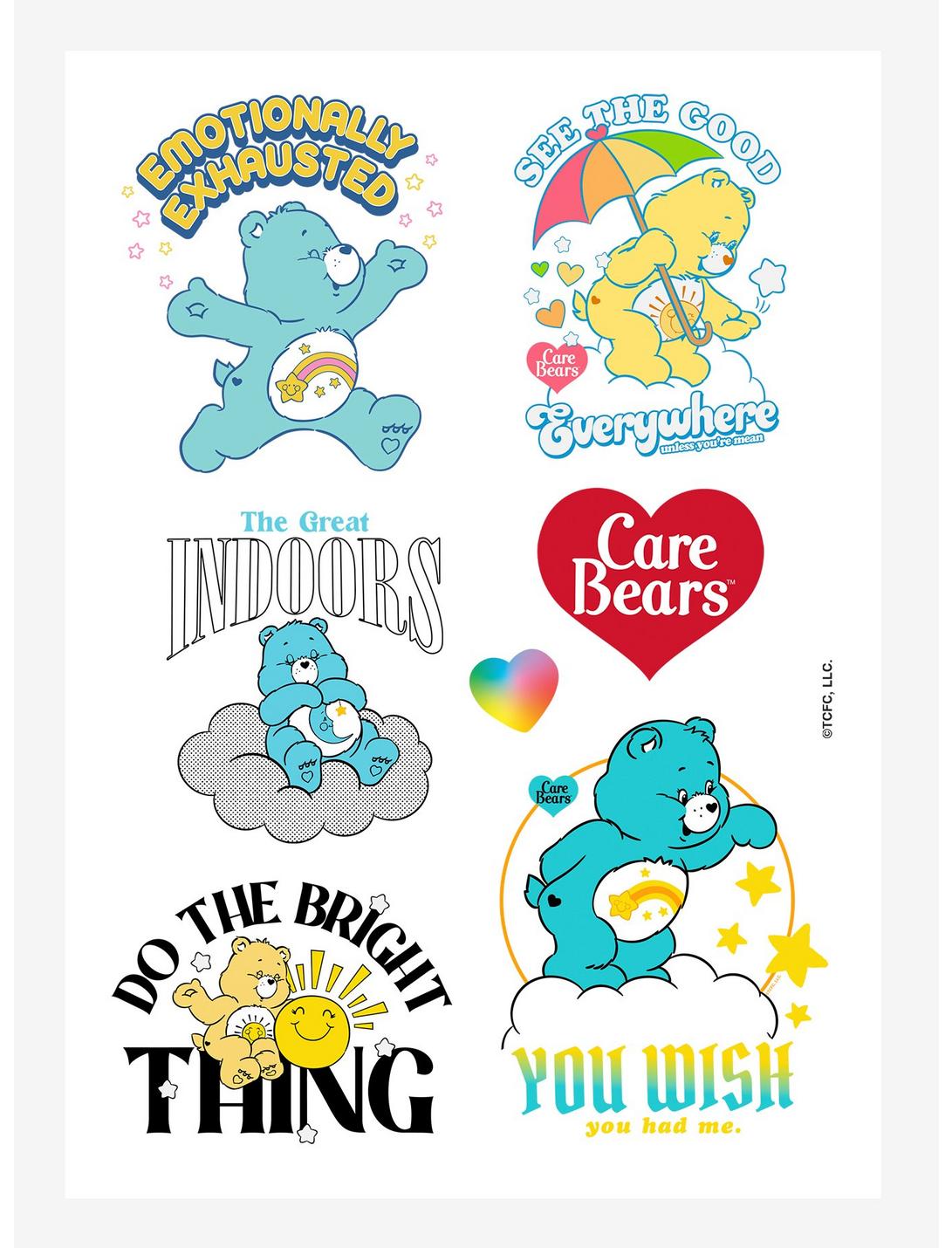 Care Bears Emotionally Exhausted Sticker Sheet - WHITE