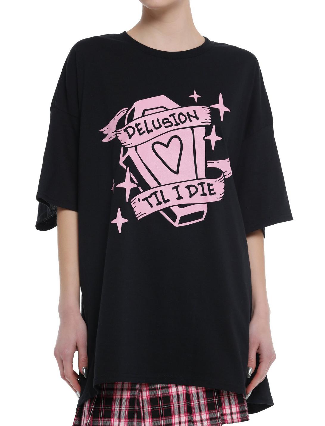 Delusion 'Til I Die Coffin Girls Oversized T-Shirt, PINK, hi-res