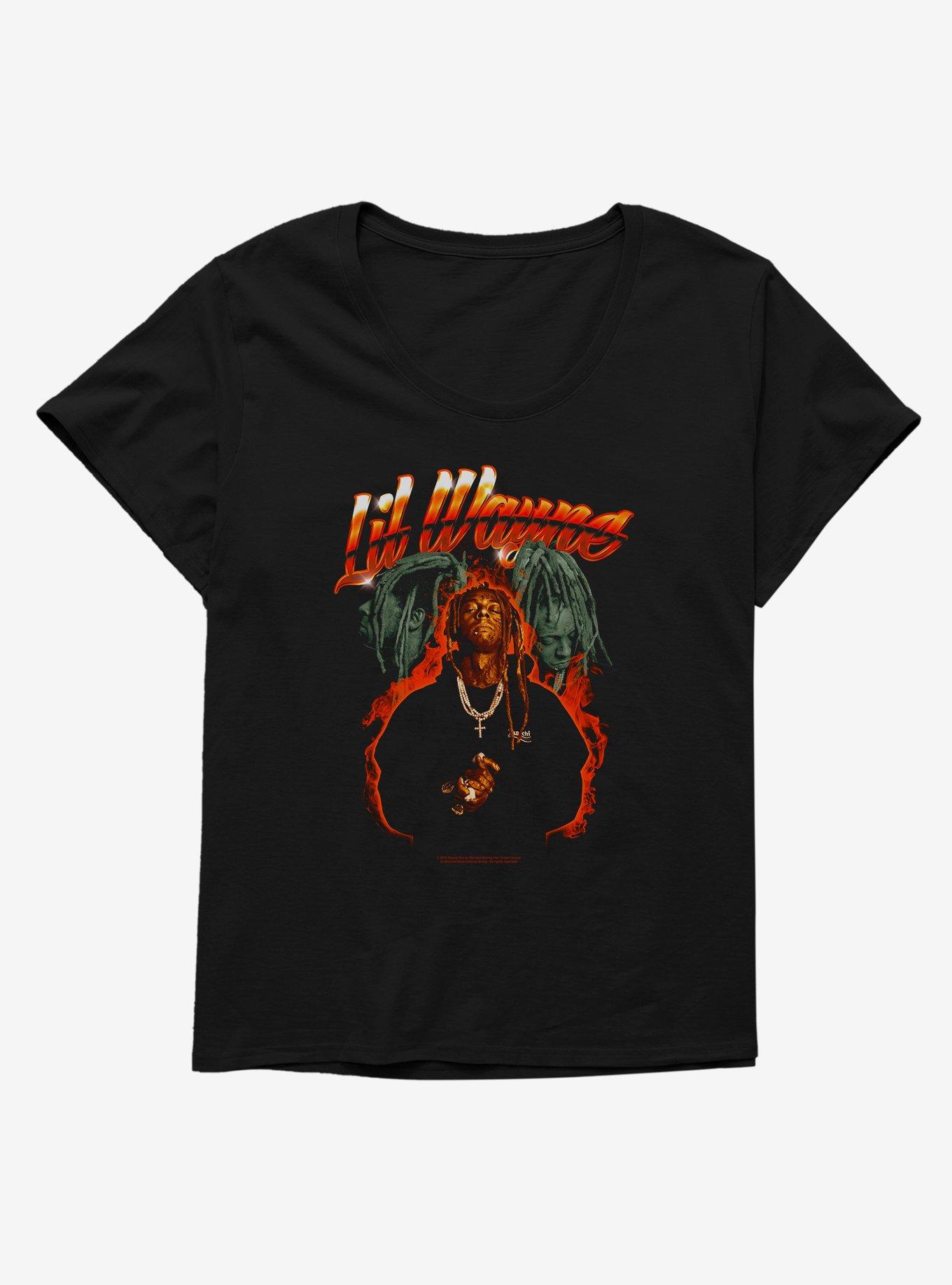 Lil Wayne Flames Girls T-Shirt Plus Size, BLACK, hi-res