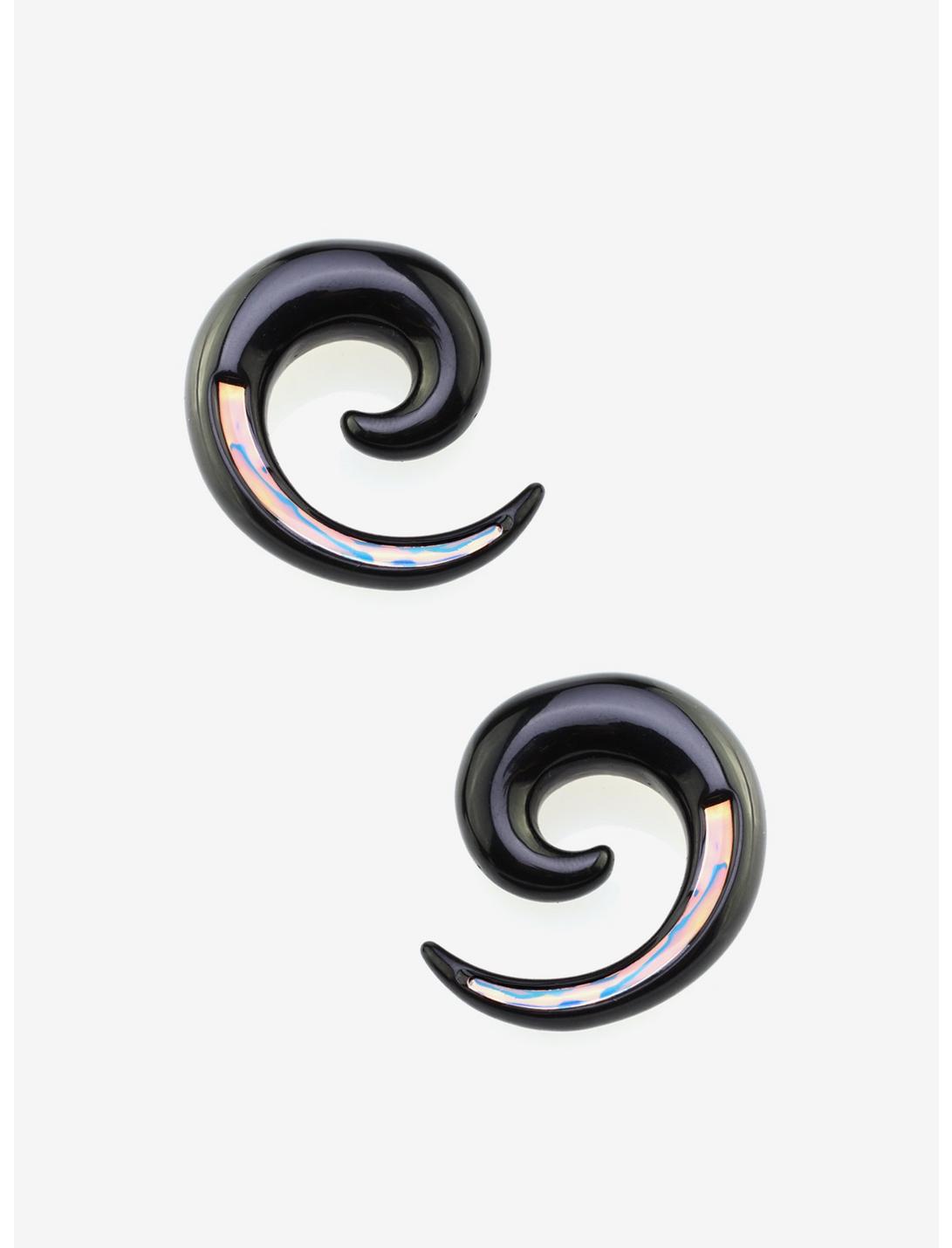 Acrylic Black Opalite Spiral Taper Plug 2 Pack, MULTI, hi-res