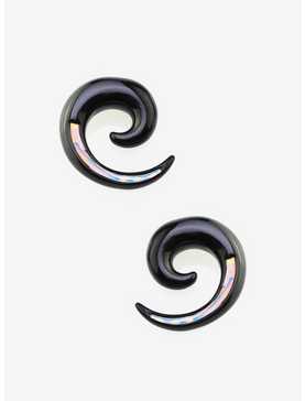 Acrylic Black Opalite Spiral Taper Plug 2 Pack, , hi-res