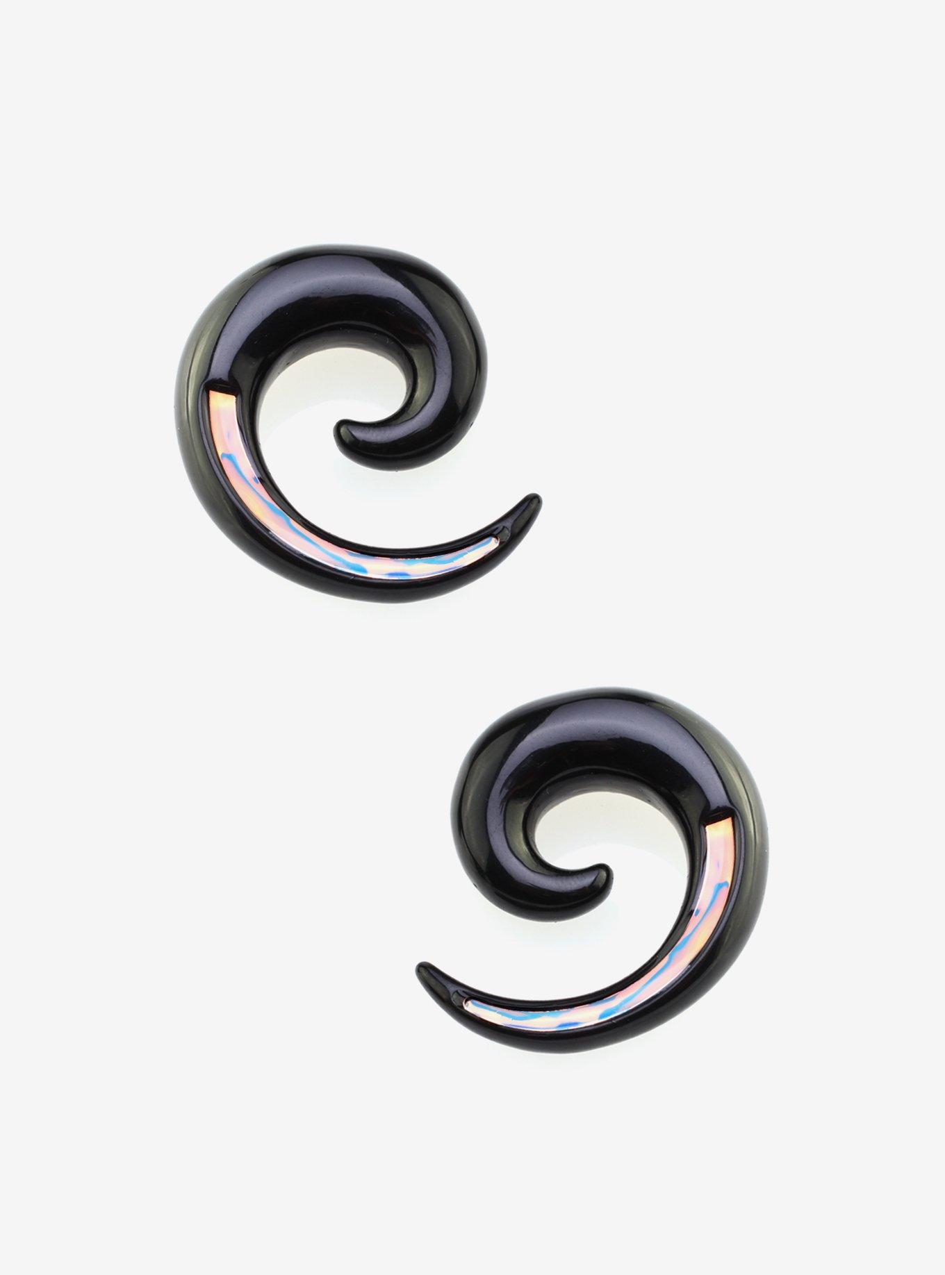 Acrylic Black Opalite Spiral Taper Plug 2 Pack, MULTI, hi-res