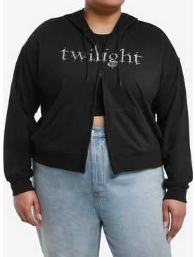 The Twilight Saga Edward Rhinestone Girls Crop Hoodie Plus Size, , hi-res