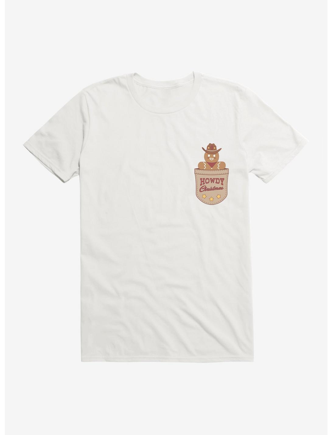 Howdy Christmas Gingerbread Man Faux Pocket T-Shirt, WHITE, hi-res