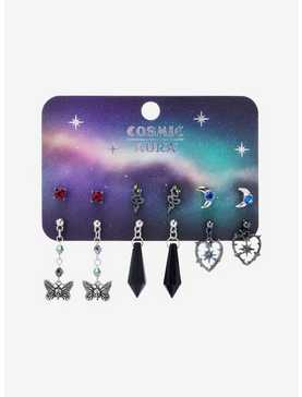 Cosmic Aura Witchy Moth Crystal Snake Earring Set, , hi-res