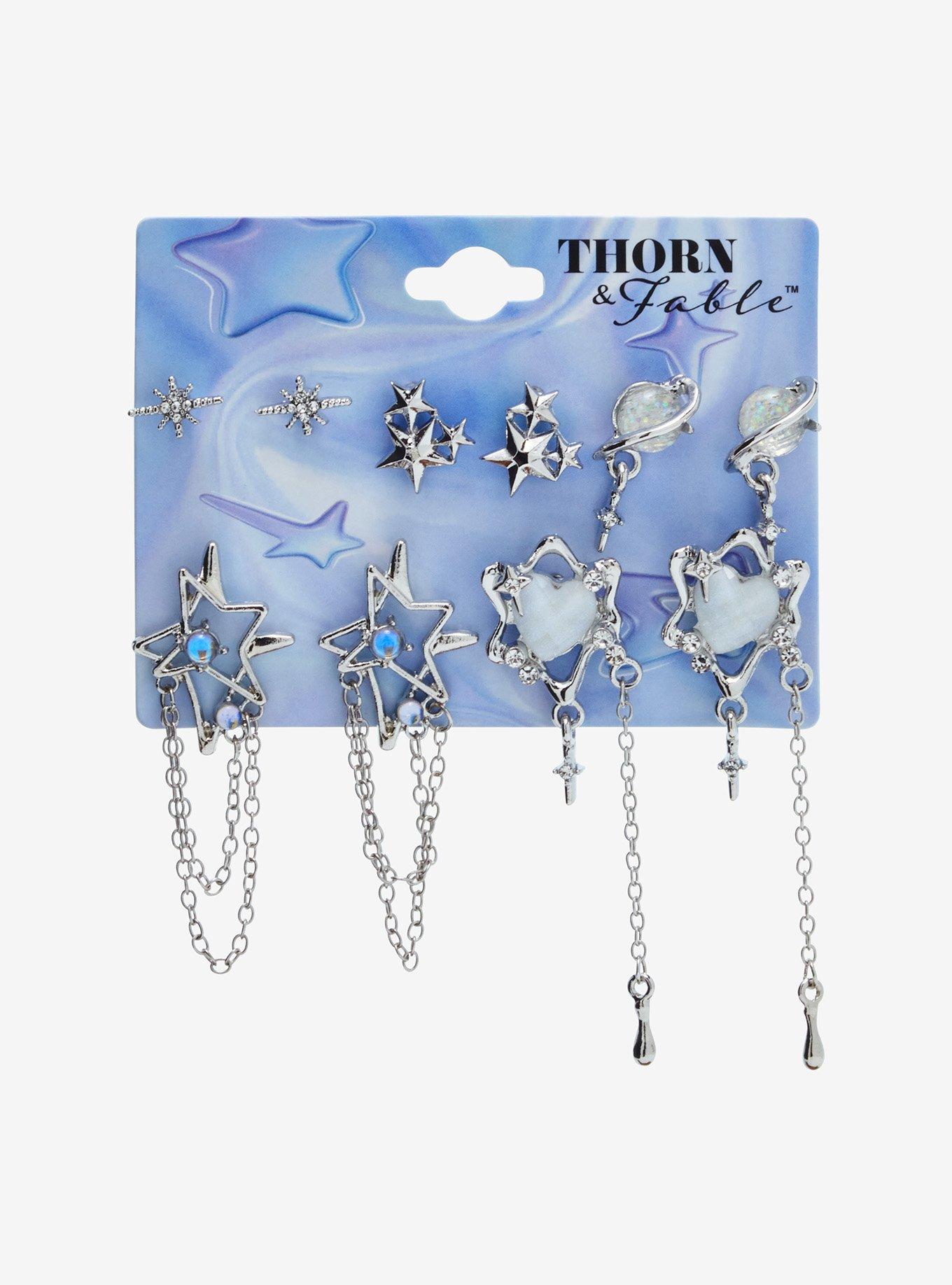 Thorn & Fable Star Heart Planet Drop Earring Set