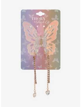 Thorn & Fable Iridescent Butterfly Chain Claw Hair Clip, , hi-res