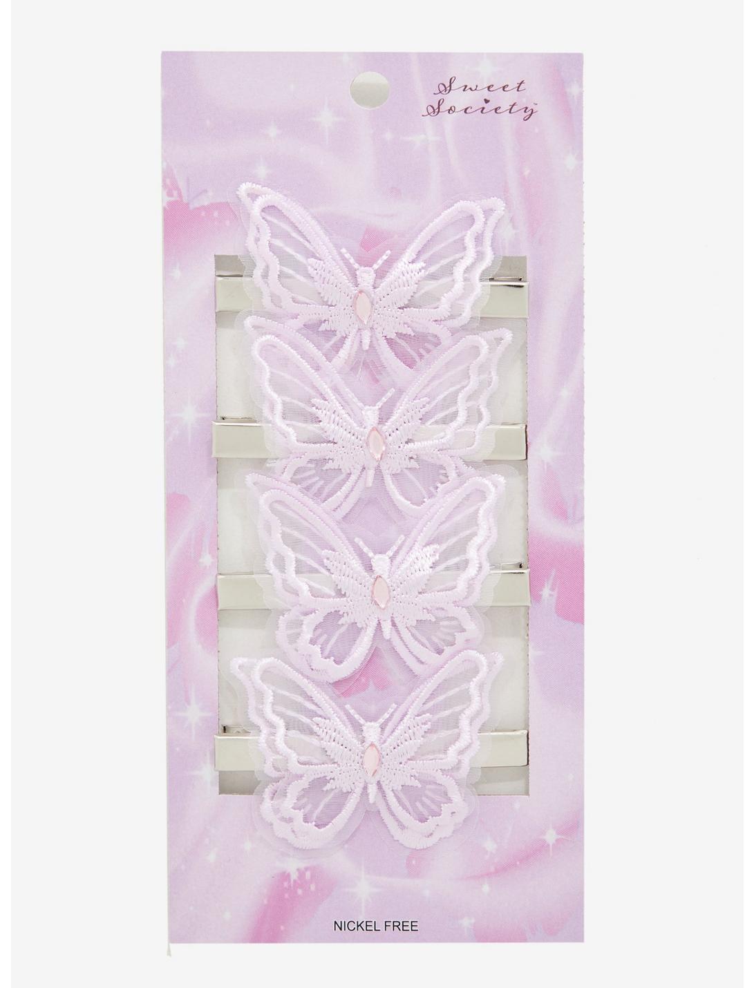 Sweet Society Pink Mesh Butterfly Hair Clip Set, , hi-res