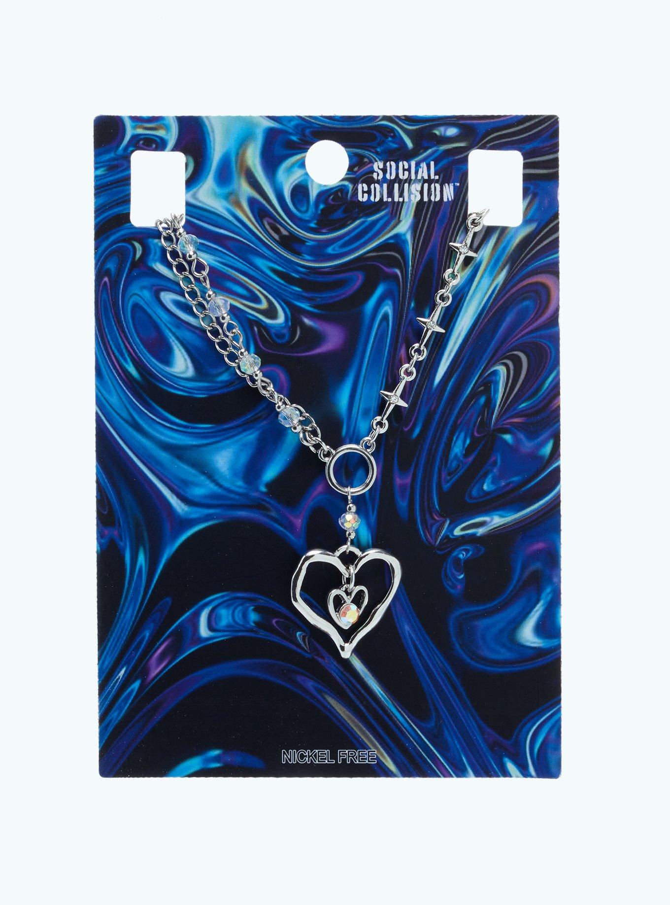 Social Collision® Star Drippy Heart Chain Necklace, , hi-res