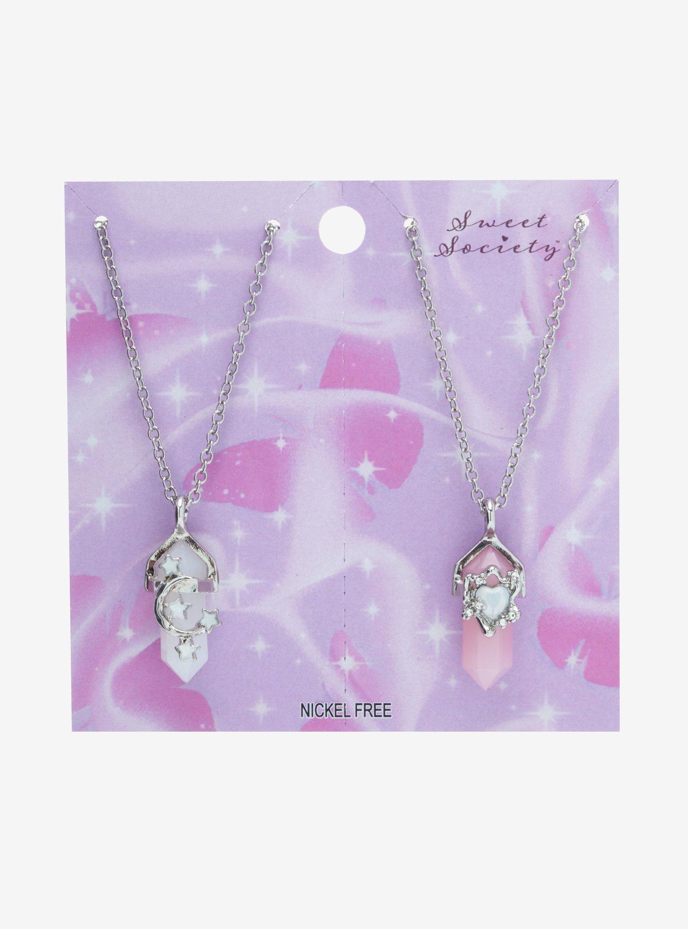 Sweet Society® Heart & Moon Crystal Best Friend Necklace Set, , hi-res