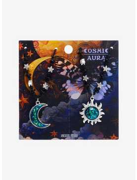 Cosmic Aura Blue Speckled Moon & Sun Best Friend Necklace Set, , hi-res