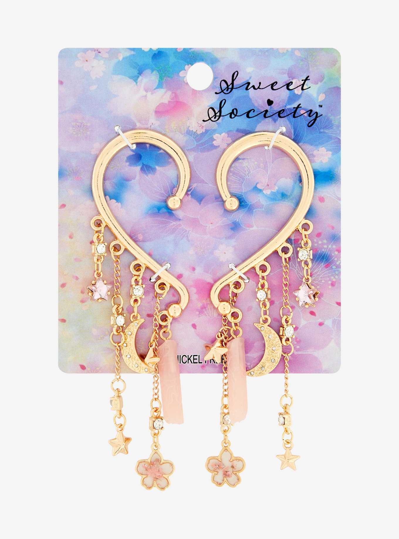 Sweet Society Celestial Sakura Heart Ear Cuffs, , hi-res