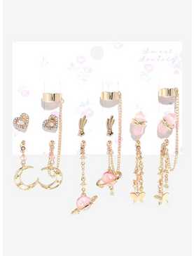 Sweet Society Pink Planet Celestial Cuff Earring Set, , hi-res