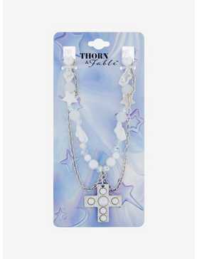 Thorn & Fable Cross Pearl Charm Beads Necklace, , hi-res
