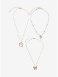 Sweet Society Butterfly Flower Heart Necklace Set, , hi-res