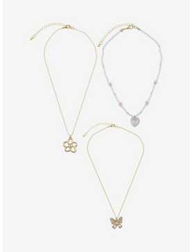 Sweet Society Butterfly Flower Heart Necklace Set, , hi-res