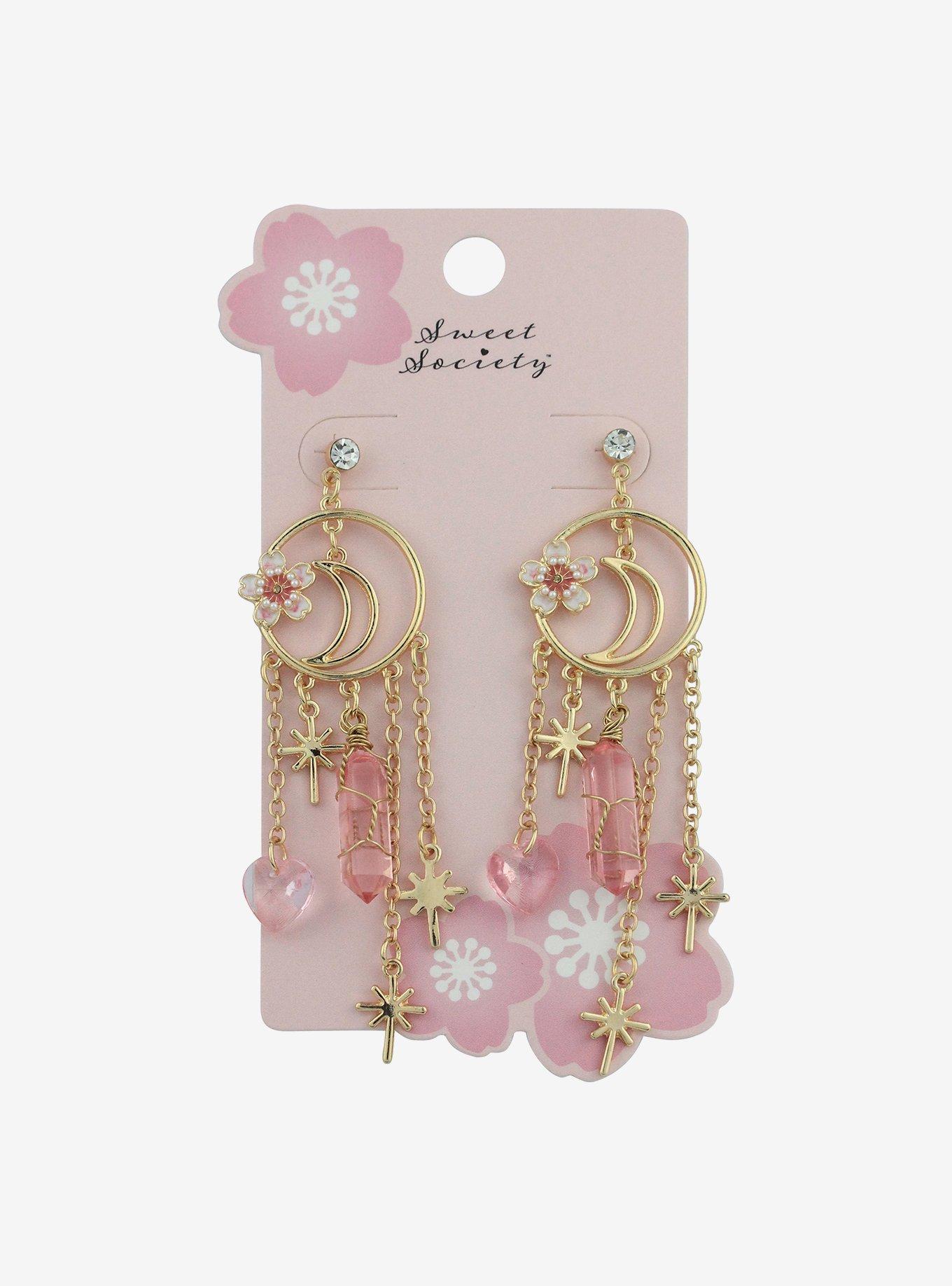 Sweet Society Moon Star Crystal Drop Earrings, , hi-res