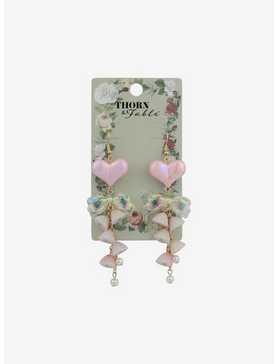 Thorn & Fable Heart Bow Lily Drop Earrings, , hi-res