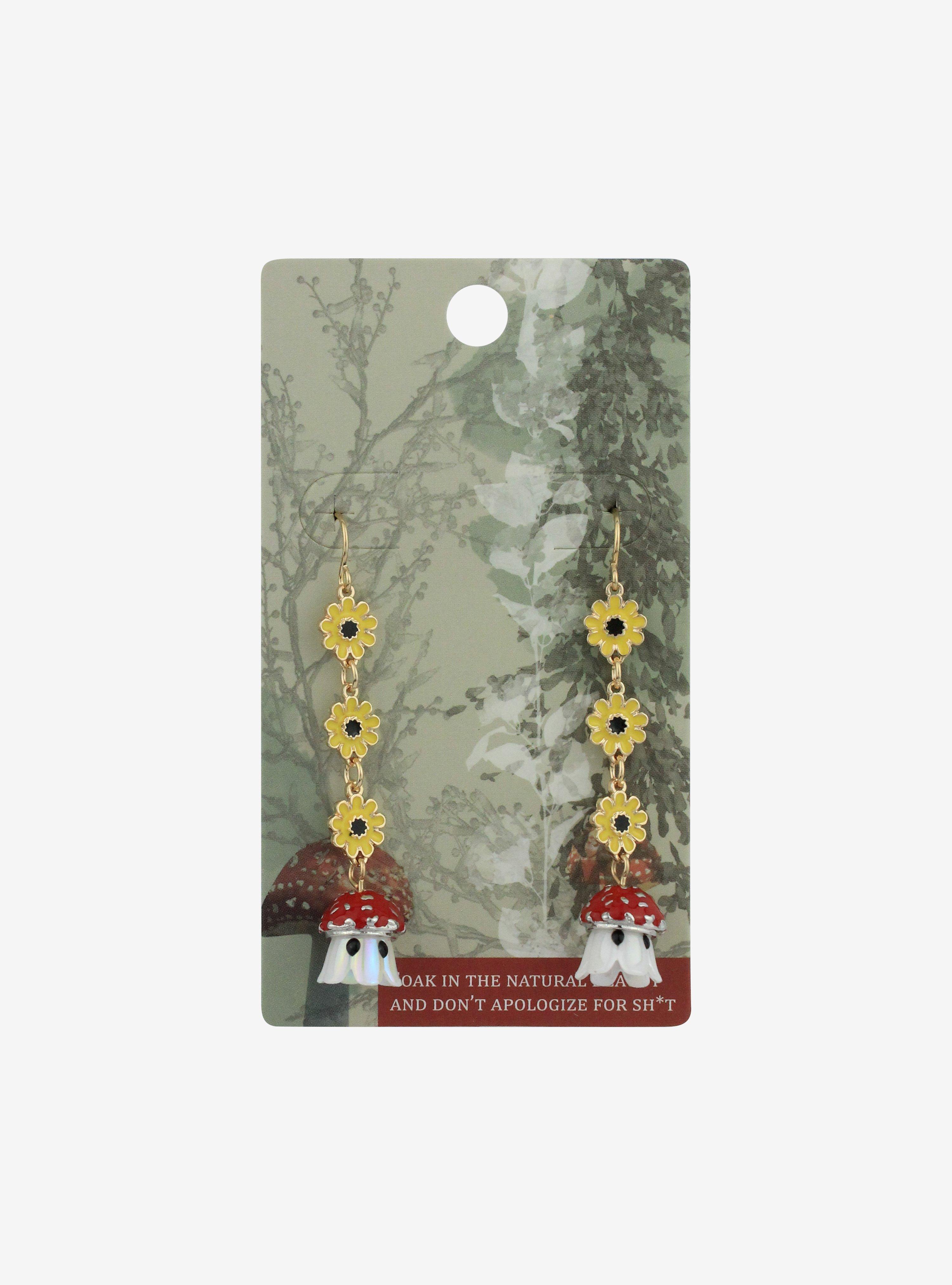 Thorn & Fable Ghost Mushroom Sunflower Earrings, , hi-res