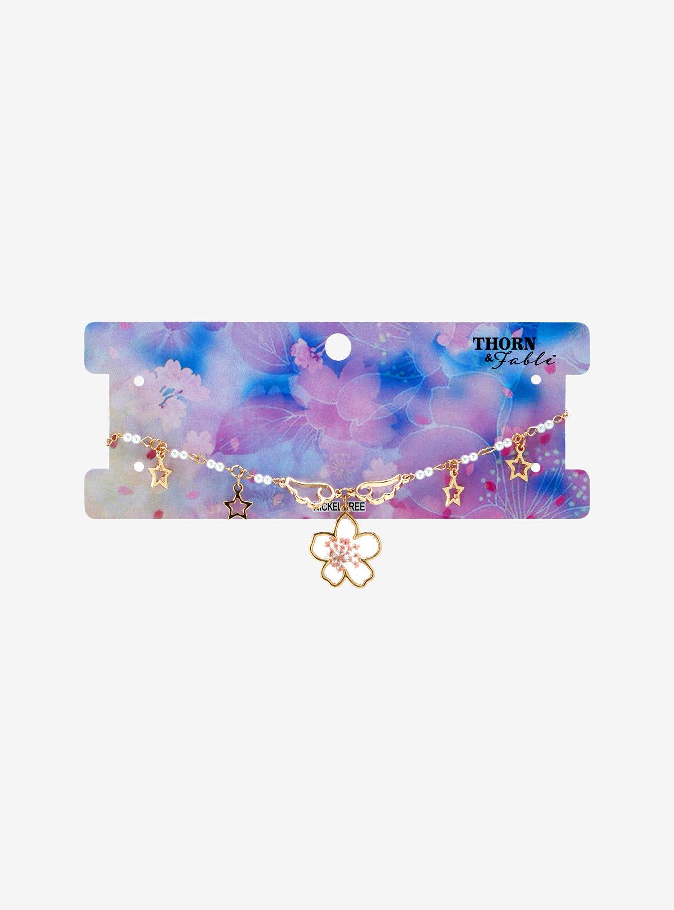 Thorn & Fable Angel Wings Sakura Choker Necklace, , hi-res