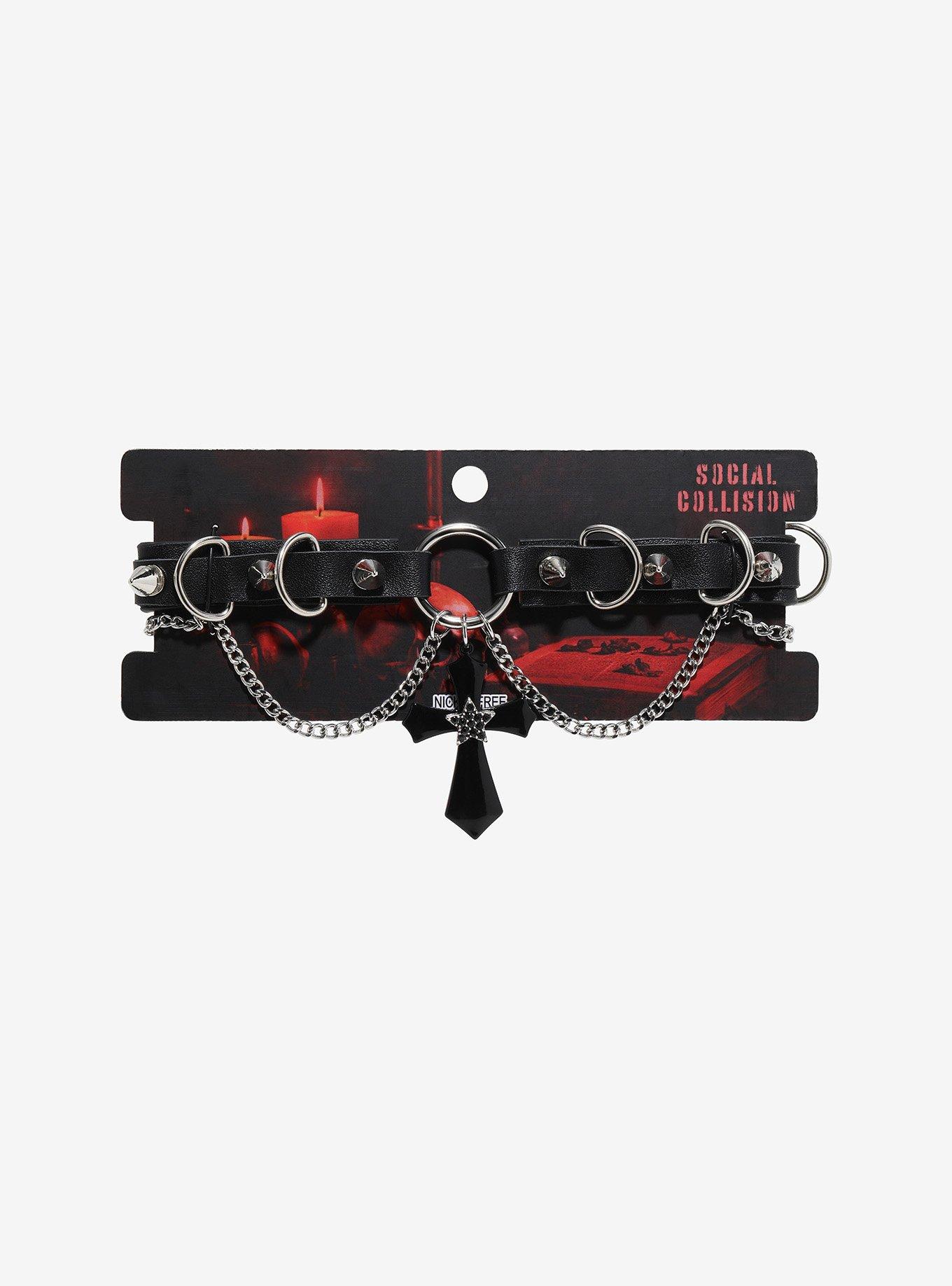 Social Collision Black Star Cross Choker, , hi-res