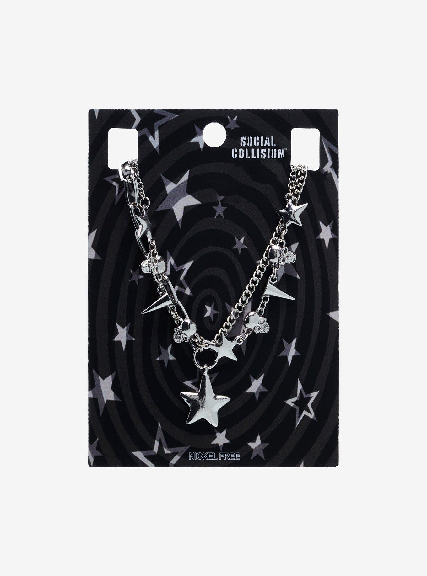 Social Collision Star Spike Layered Necklace, , hi-res