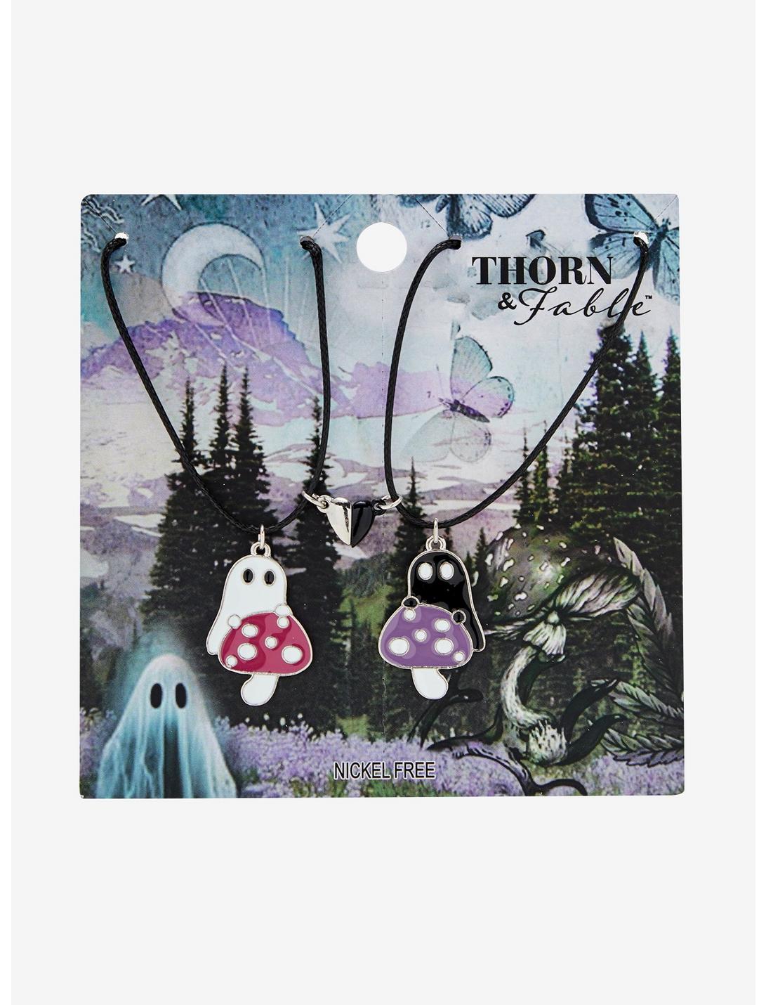 Thorn & Fable® Ghost Mushroom Magnetic Best Friend Necklace Set, , hi-res